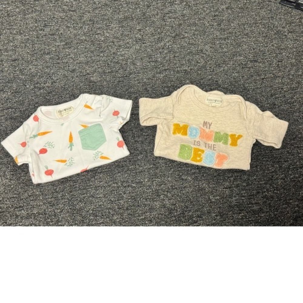 Rabbit Bear Baby Organic Cotton Set of 2 Bodysuits 0-3 Months Carrots Best Mommy